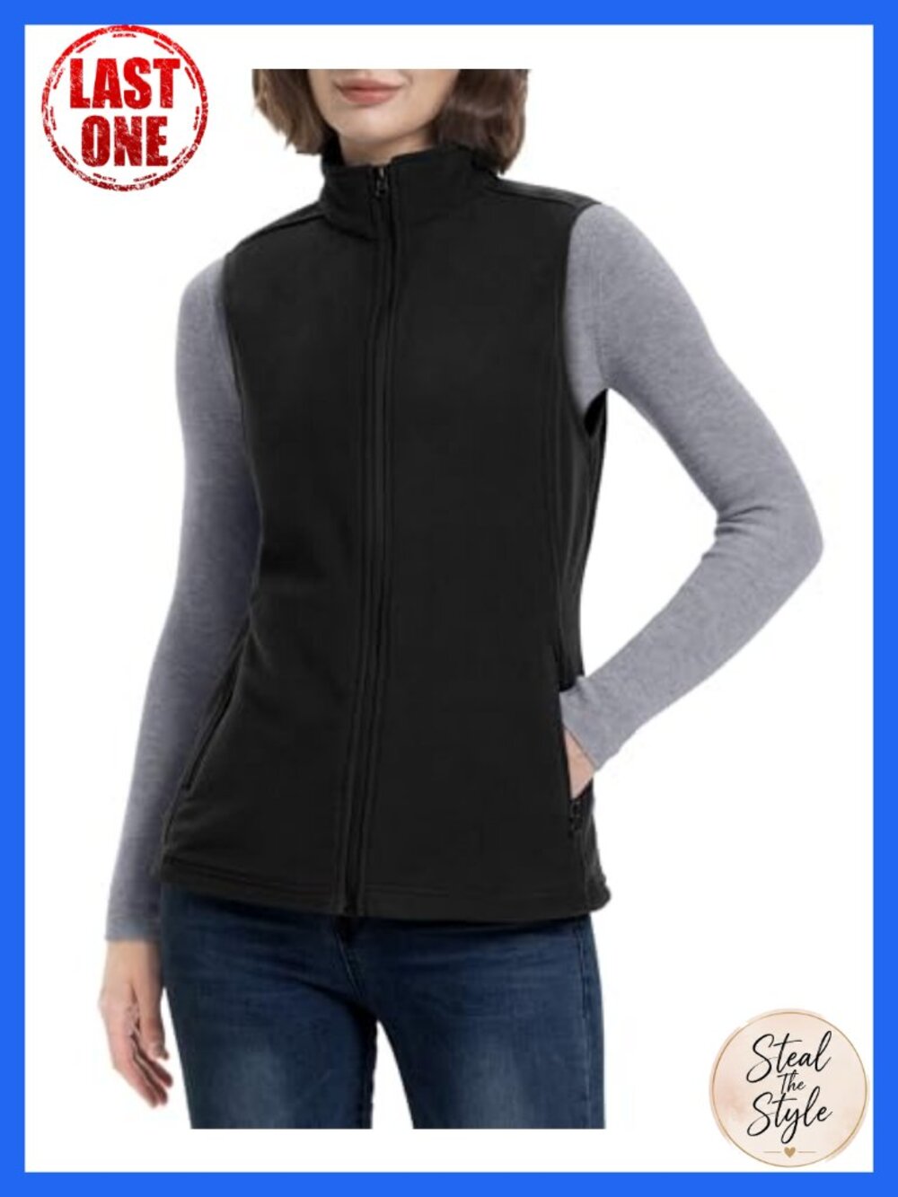 Women's Zip Up Polar Fleece Vest Lightweight Sleeveless Outerwear